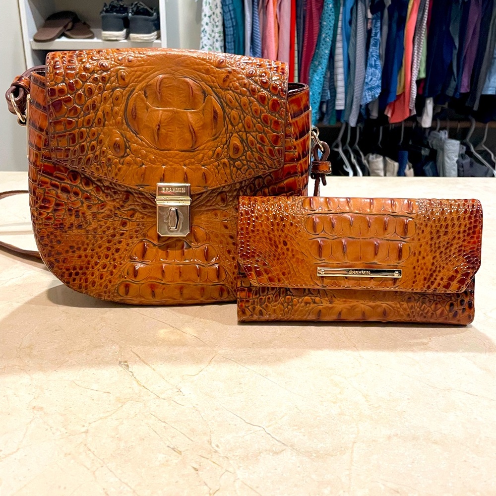 Brahmin cross body purse and matching wallet
